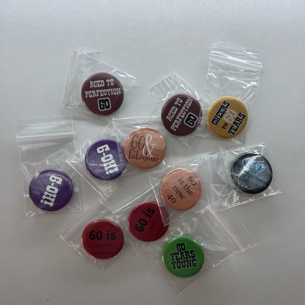 Colorful 60th Birthday Celebration Buttons